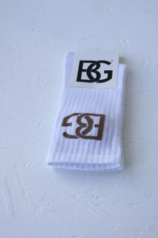 Skarpety BG Login | biały - beż
