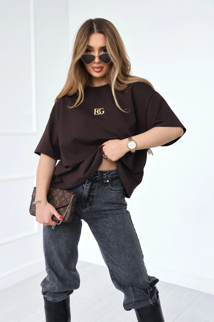 T-Shirt damski BG Goldi | gorzka czekolada