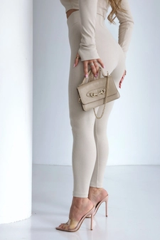 Legginsy damskie BG Taste | jasny beż