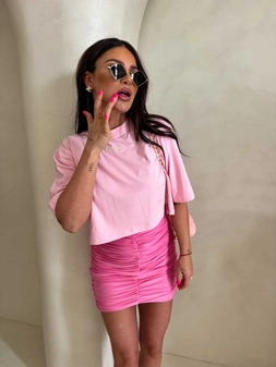 T-shirt pudełkowy ALLO - różowy