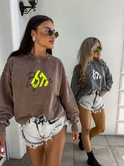 Dekatyzowana bluza MONETTE - szara