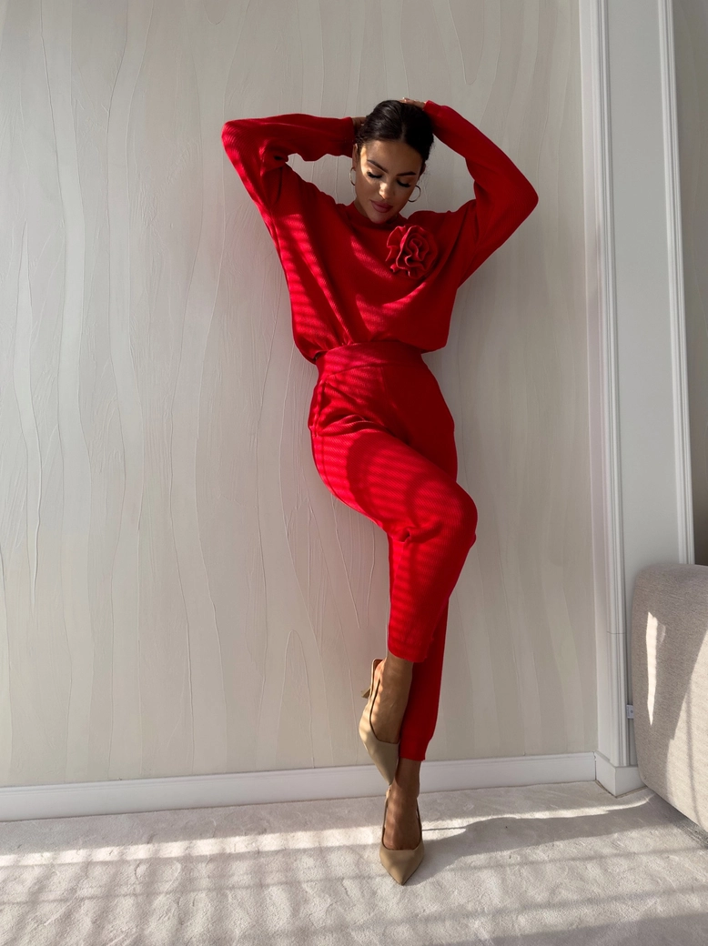 Komplet DELANI LONG – czerwony N19018