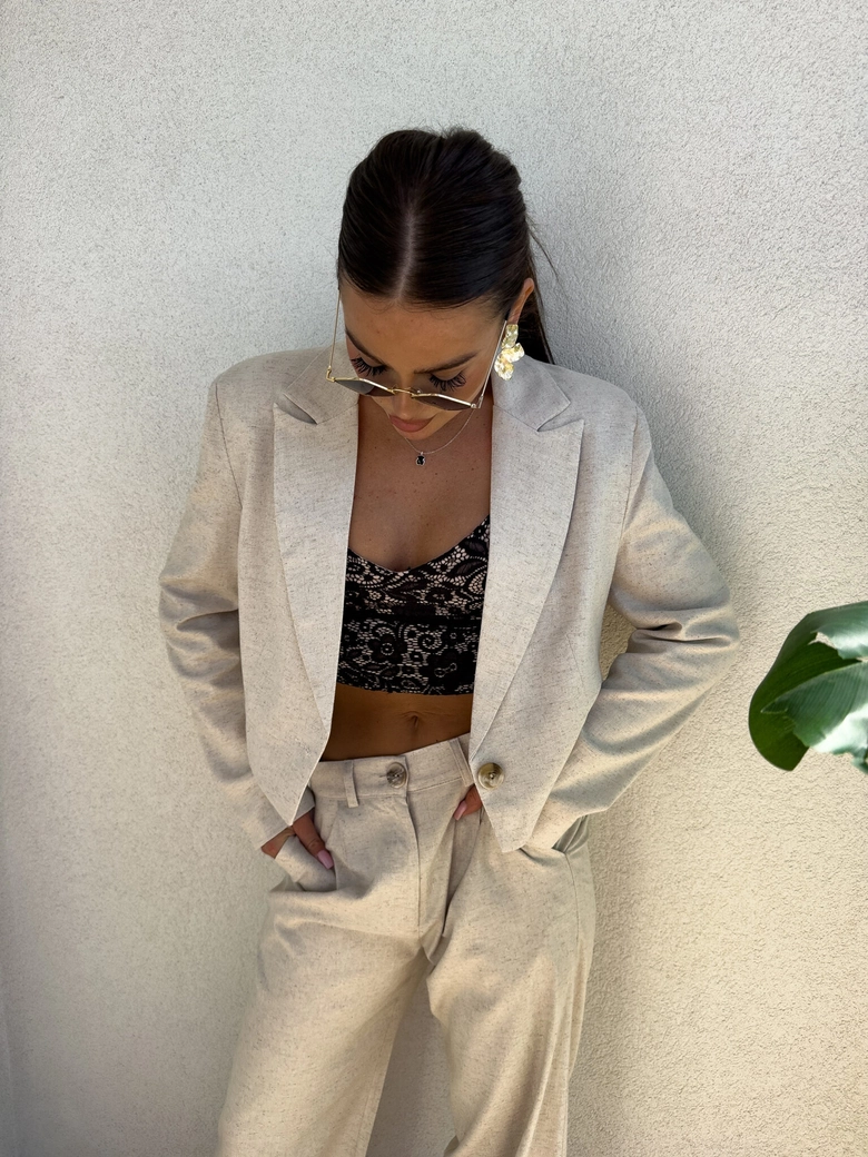 Marynarka SLIM natural - szaro-beż