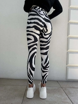 Legginsy GYM print zebra – biało-czarna