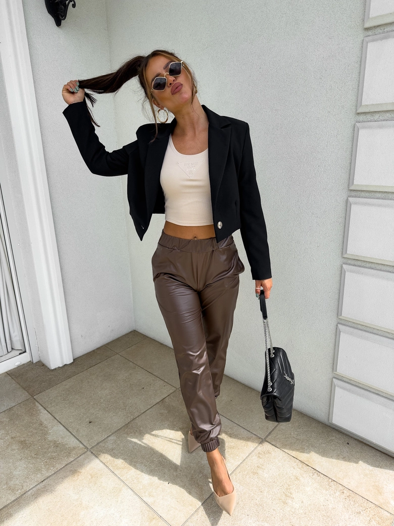 Spodnie joggery BODA - czekoladowe T16673