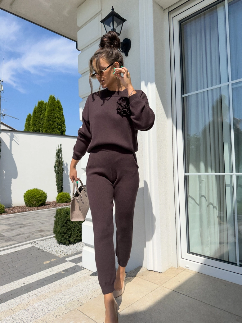 Komplet DELANI LONG – czekoladowy N18337