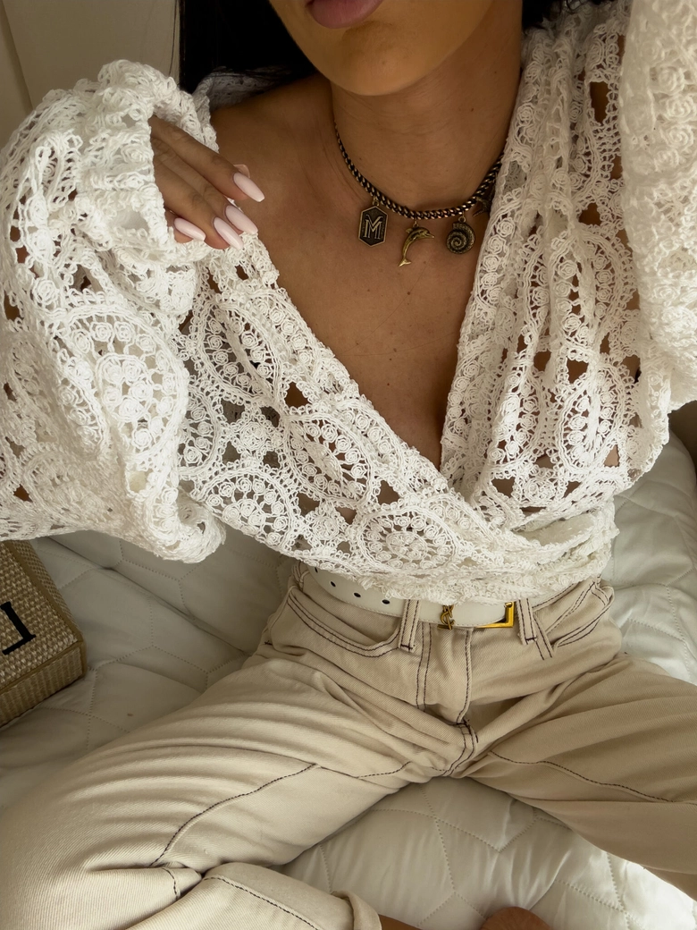 Kimono AŻUROWE koła - ecru