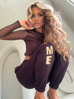 Spodnie JOGGERY logo - czekoladowe