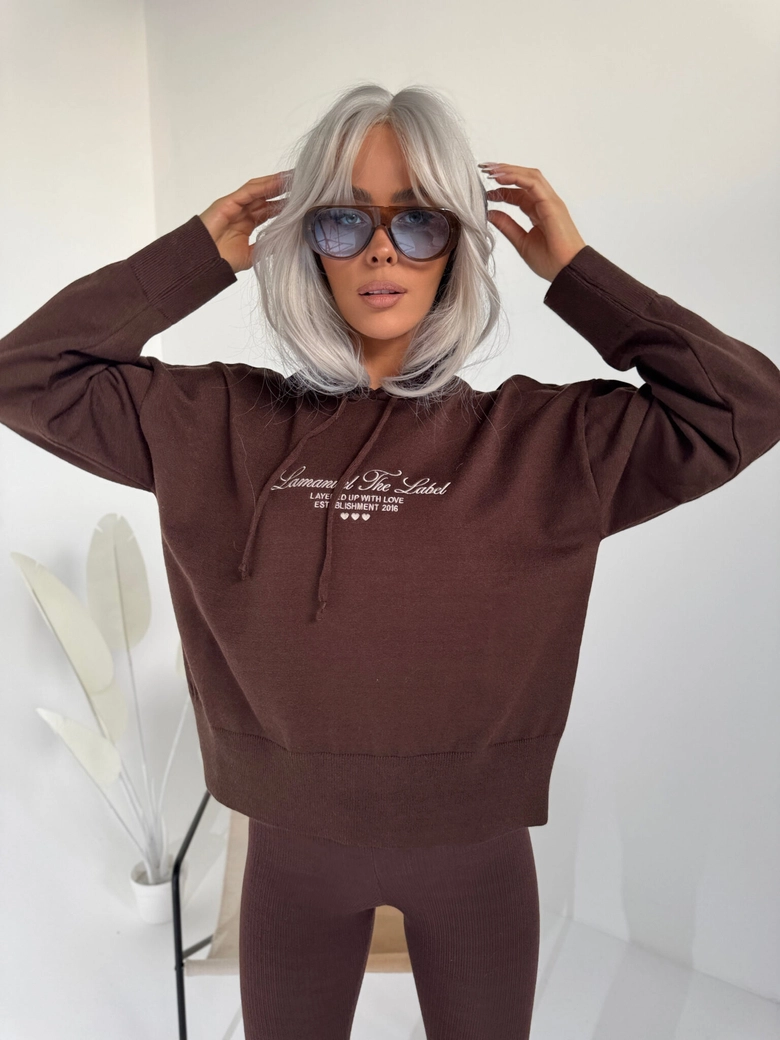 Sweter LOVE czekolada