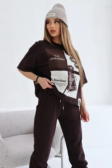 T-Shirt damski BG Choco | gorzka czekolada