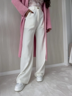 Spodnie SIMPLE wiskoza - ecru