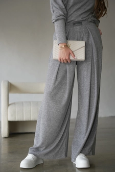 Komplet damski BG Glam | szary melanż N17592