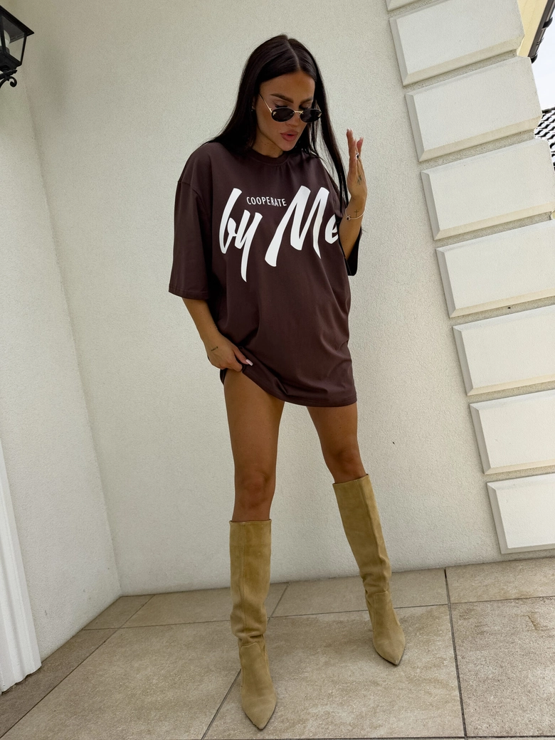 Tuniko sukienka t-shirt COLA - czekoladowa