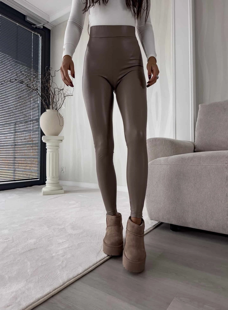 Legginsy LEATHER - mokka