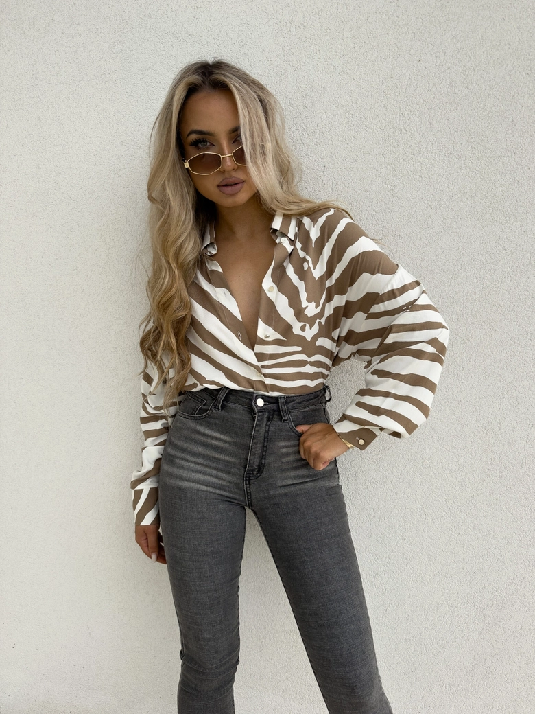 Koszula OVER AUTUMN print zebra - beżowo-ecru O16711