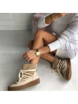 Śniegowce beżowe z wiązaniem I404