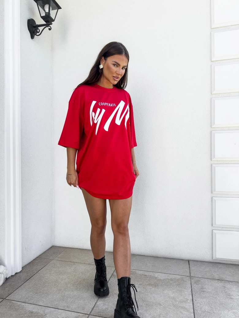 Tuniko sukienka t-shirt COLA - czerwona