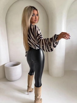 Bluzka LISBONA zebra - czarno-beżowa