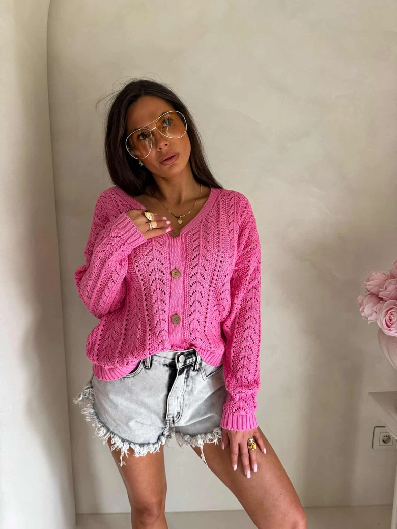 Sweter WOOD – ciemny róż