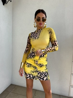 Spódnica MARSZCZONA print gepard – żółta