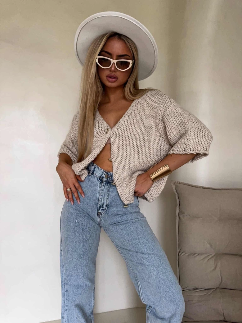 Kardigan ROYAL - chłodny beż