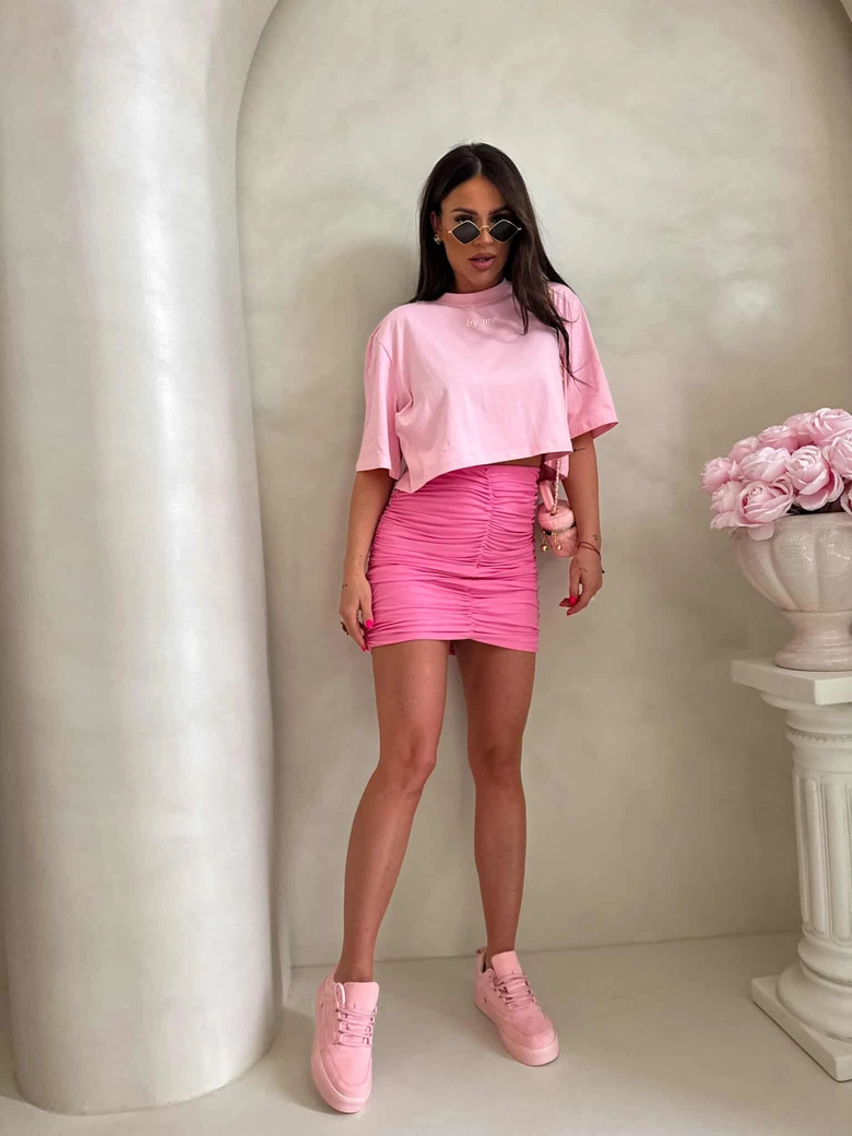 T-shirt pudełkowy ALLO - różowy