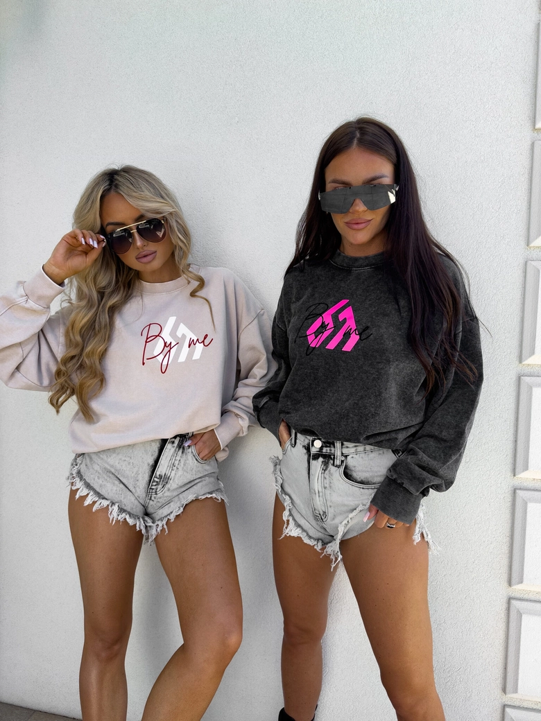 Dekatyzowana bluza MONETTE - jasny beż