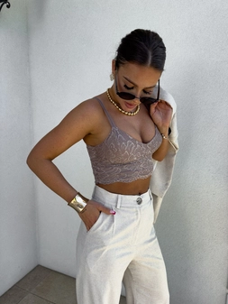 Top gorset KORONKOWY - mokka