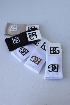 Skarpety BG Login | czekolada - biały