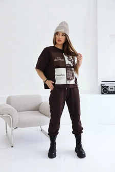 T-Shirt damski BG Choco | gorzka czekolada