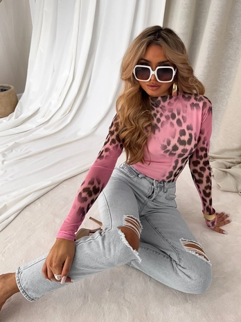 Bluzka SKIN transparent gepard – jasny róż