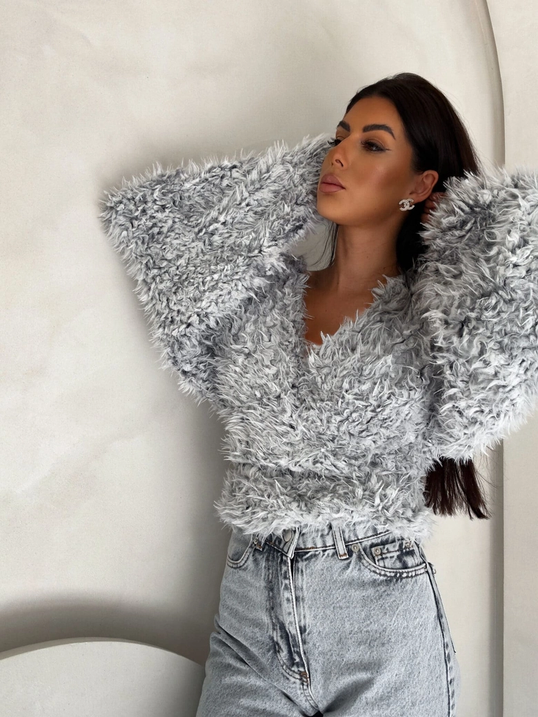 Bluzka KAIRA SHAGGY – szara