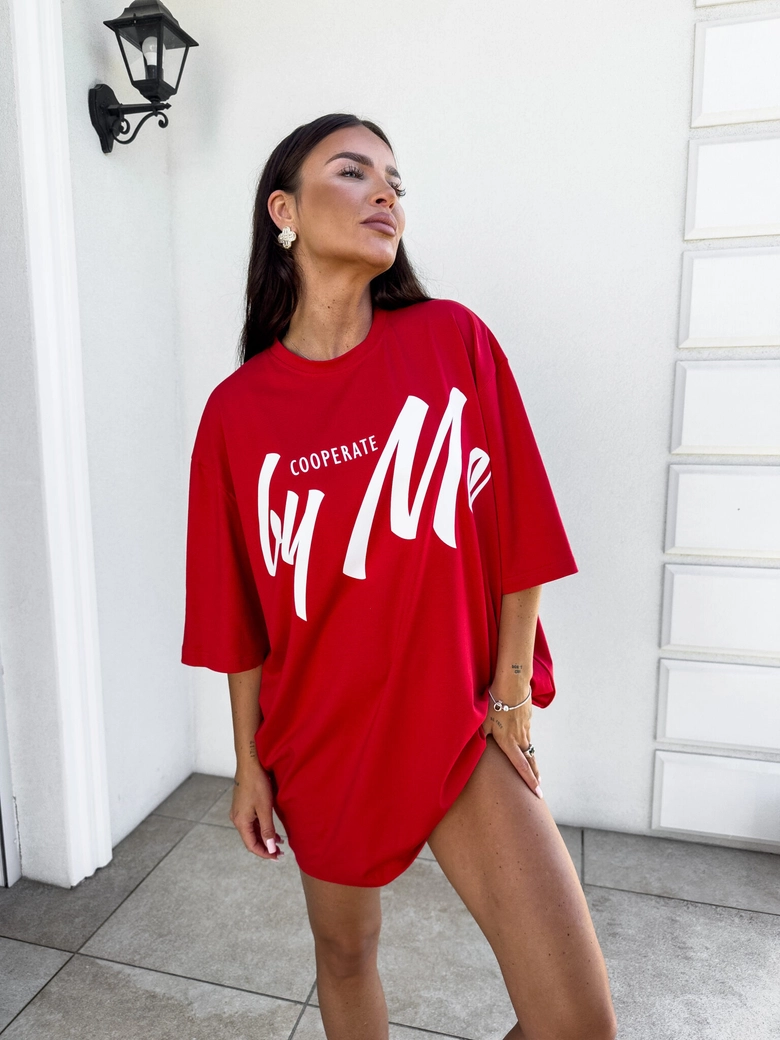 Tuniko sukienka t-shirt COLA - czerwona