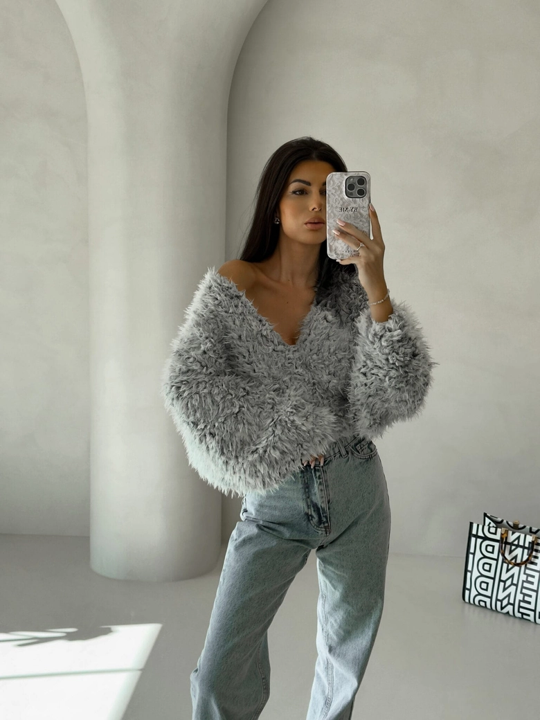 Bluzka KAIRA SHAGGY – szara