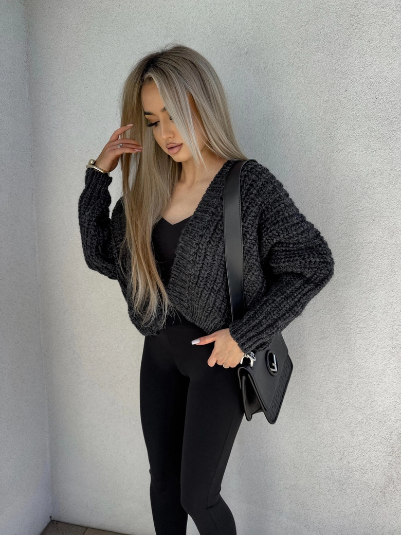 Sweter bomberka MERINO - grafitowy E17998