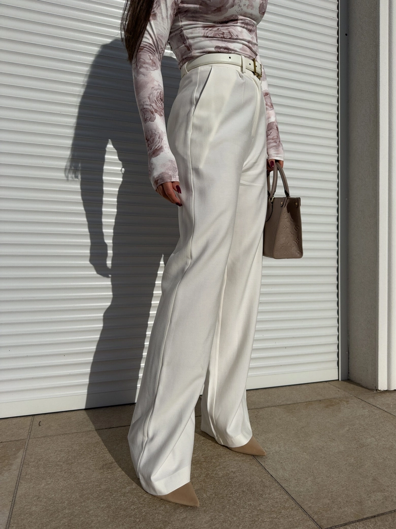 Spodnie SIMPLE wiskoza - ecru