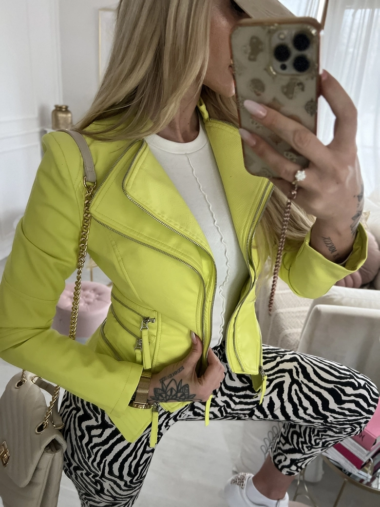 Ramoneska limonkowa z klapami P175