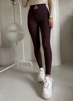 Legginsy FIT logo - czekoladowe