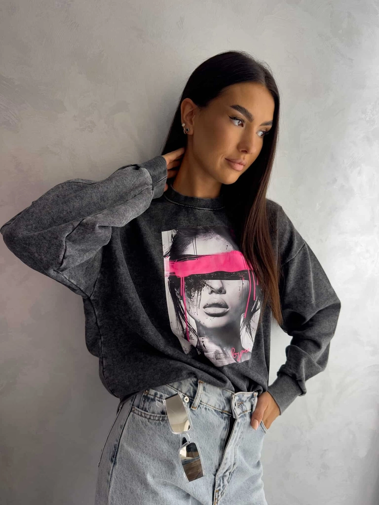 Dekatyzowana bluza LOCK - czarna