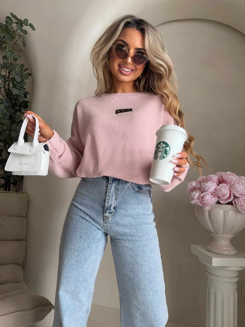 Sweter CANOA – pudrowy róż