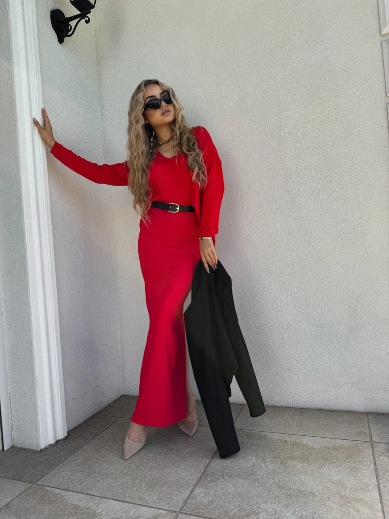 Sweter VOLCANO - czerwony E16888