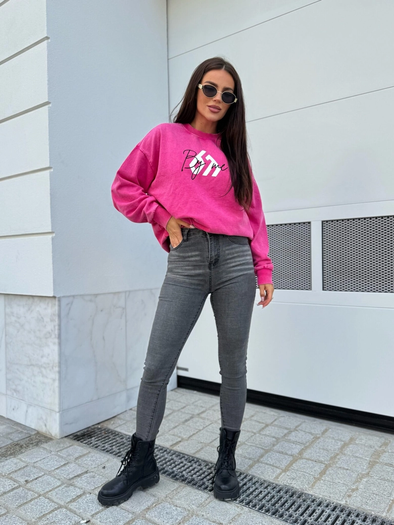 Dekatyzowana bluza MONETTE - różowa