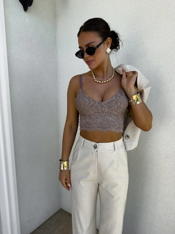 Top gorset KORONKOWY - mokka