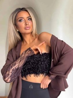 Koszula rękaw KORONKA - czekoladowa