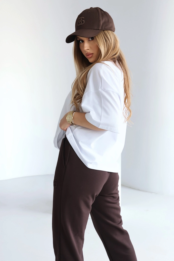 T-Shirt damski BG Ocean | biały-gorzka czekolada