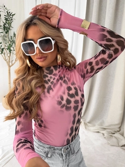 Bluzka SKIN transparent gepard – jasny róż