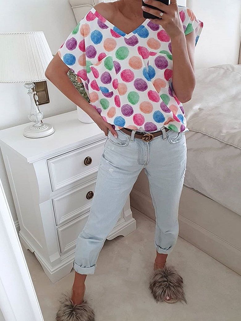 Bluzka z kieszonkami Demi wzór kolorowe kule C282