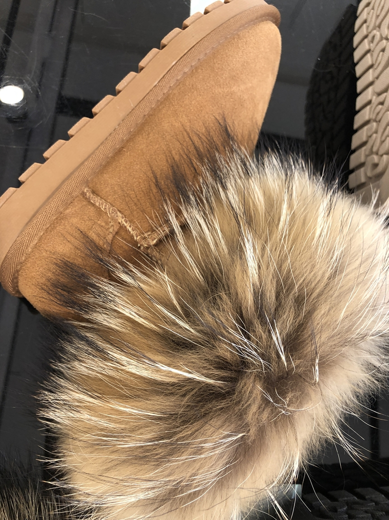 Buty emu śniegowce z ozdobnym futerkiem camel I510