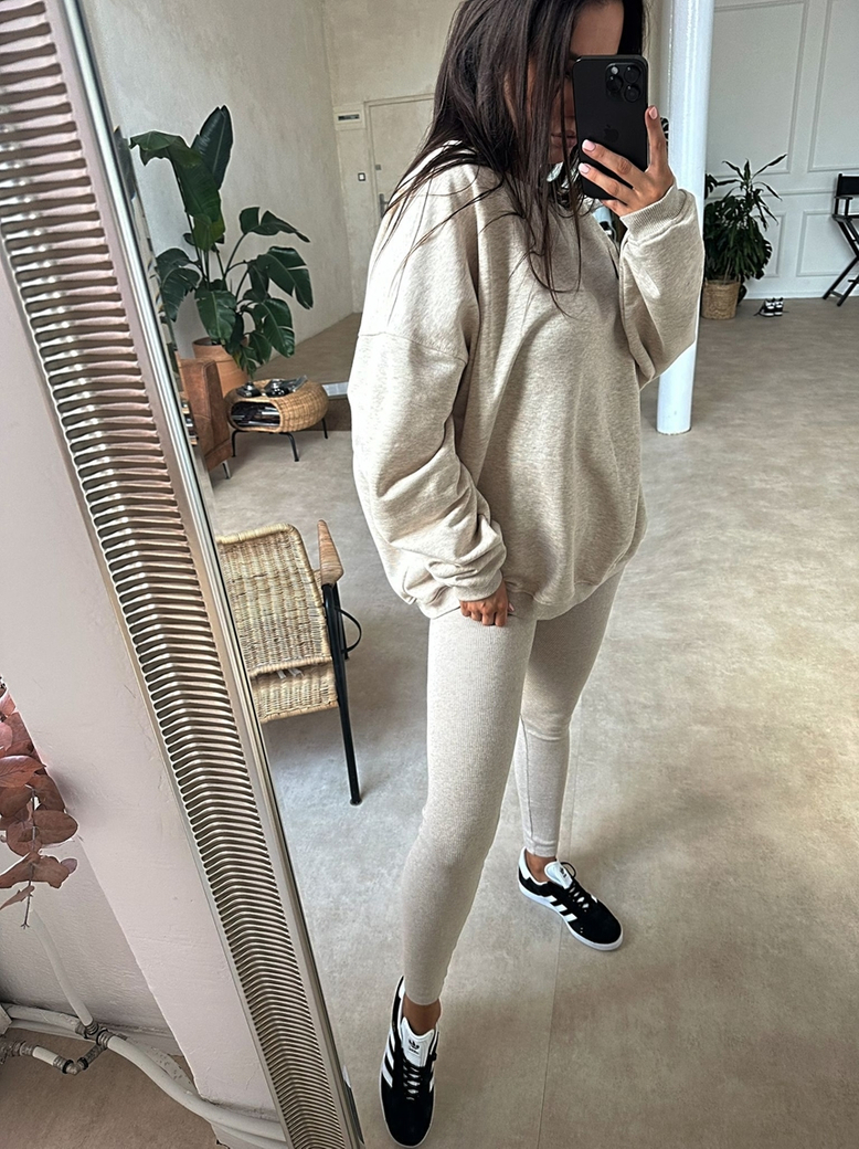 Komplet bluza i legginsy  beżowy-melanż Nevado N477