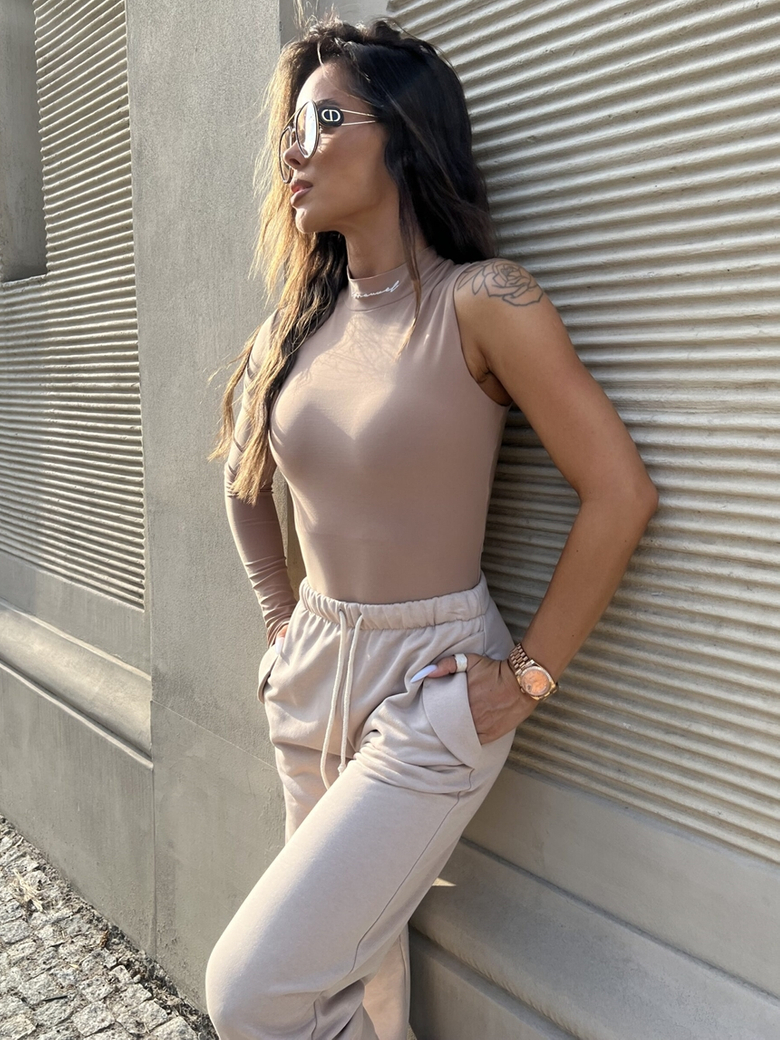 Komplet dresowy bluza i spodnie beżowy Everyday N493